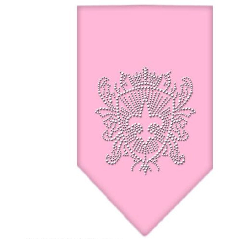 Pet and Dog Bandana Rhinestone, "Fleur De Lis Shield" Light Pink Large