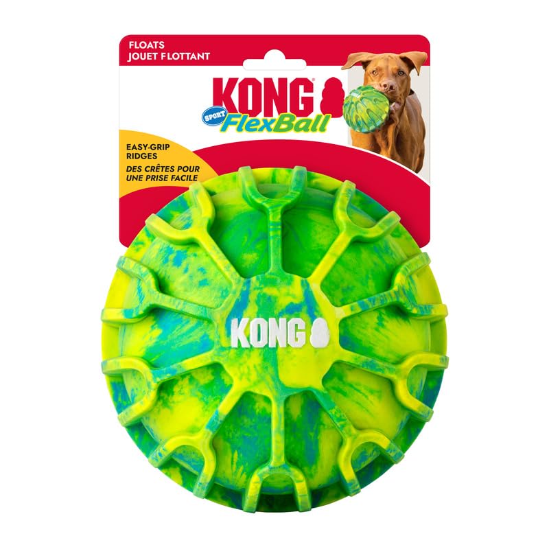 KONG Sport FlexBall - Durable, Bouncy Fetch Toy with Squeaker & Easy-Grip Ridges for Dogs (Extra Large (Ball))