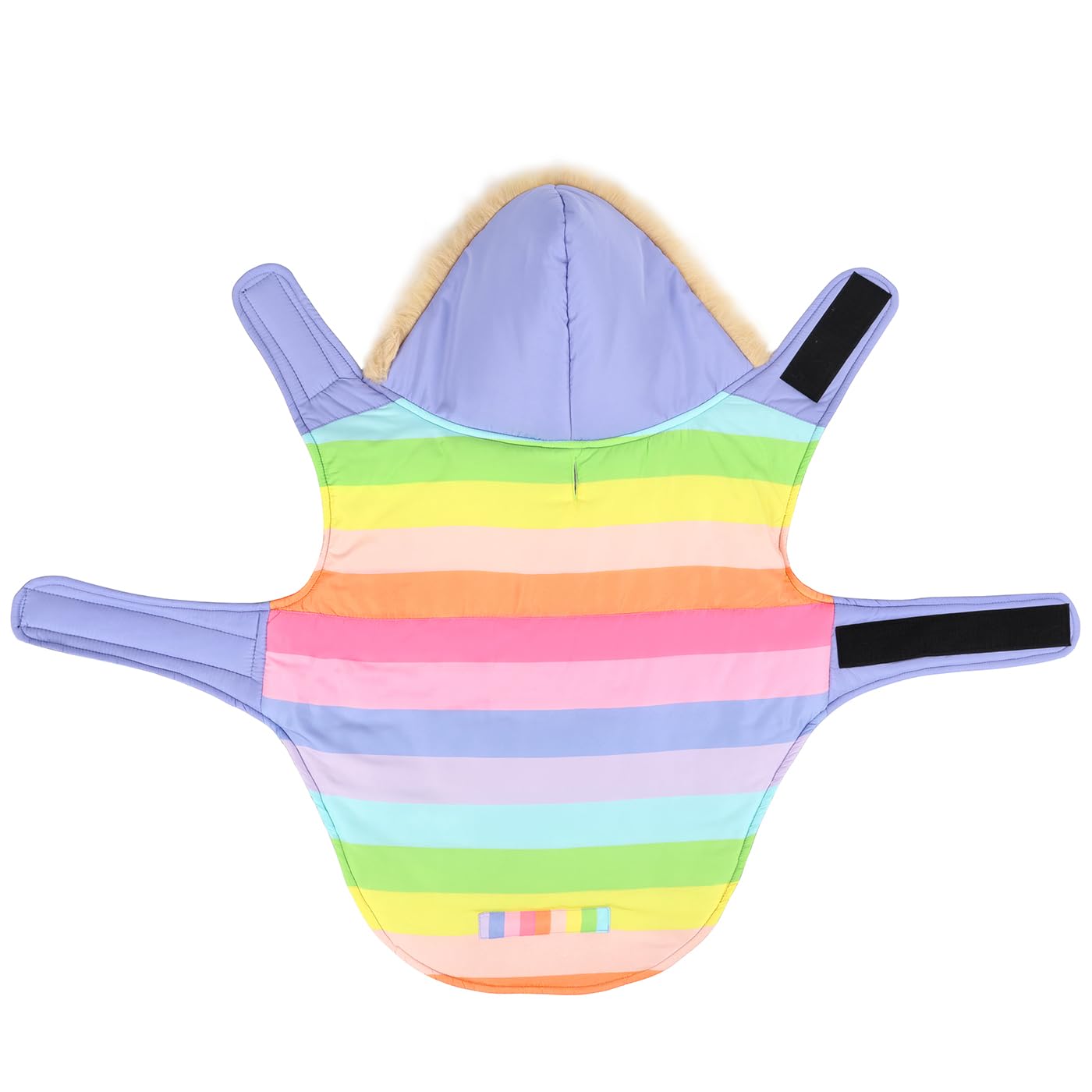 Hde Dog Puffer Jacket Fleece Lined Warm Dog Parka Winter Coat With Harness Hole Pastel Rainbow - L