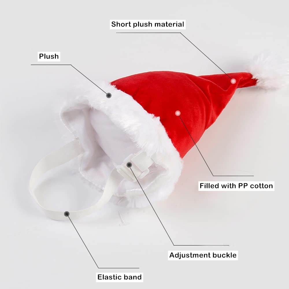 Dog Christmas Hat & Scarf Set For Small Dogs Puppies Cats - 2 Pcs Adjustable Santa Hat And Knitted Scarf, Fall Winter Costume (H