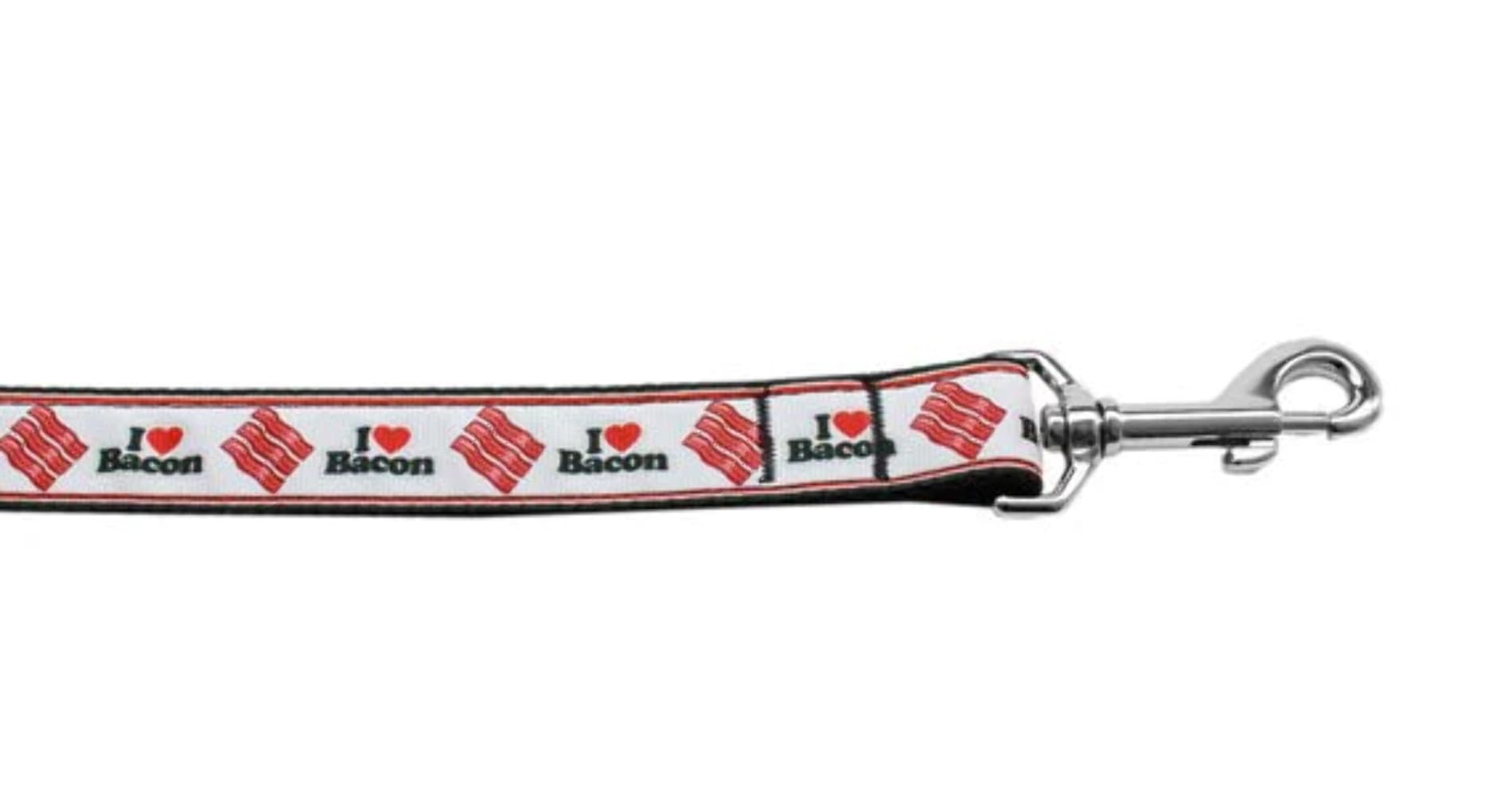 Pet Dog & Cat Nylon Collar or Leash, "I Love Bacon" 5/8" w x 4 ft. leash