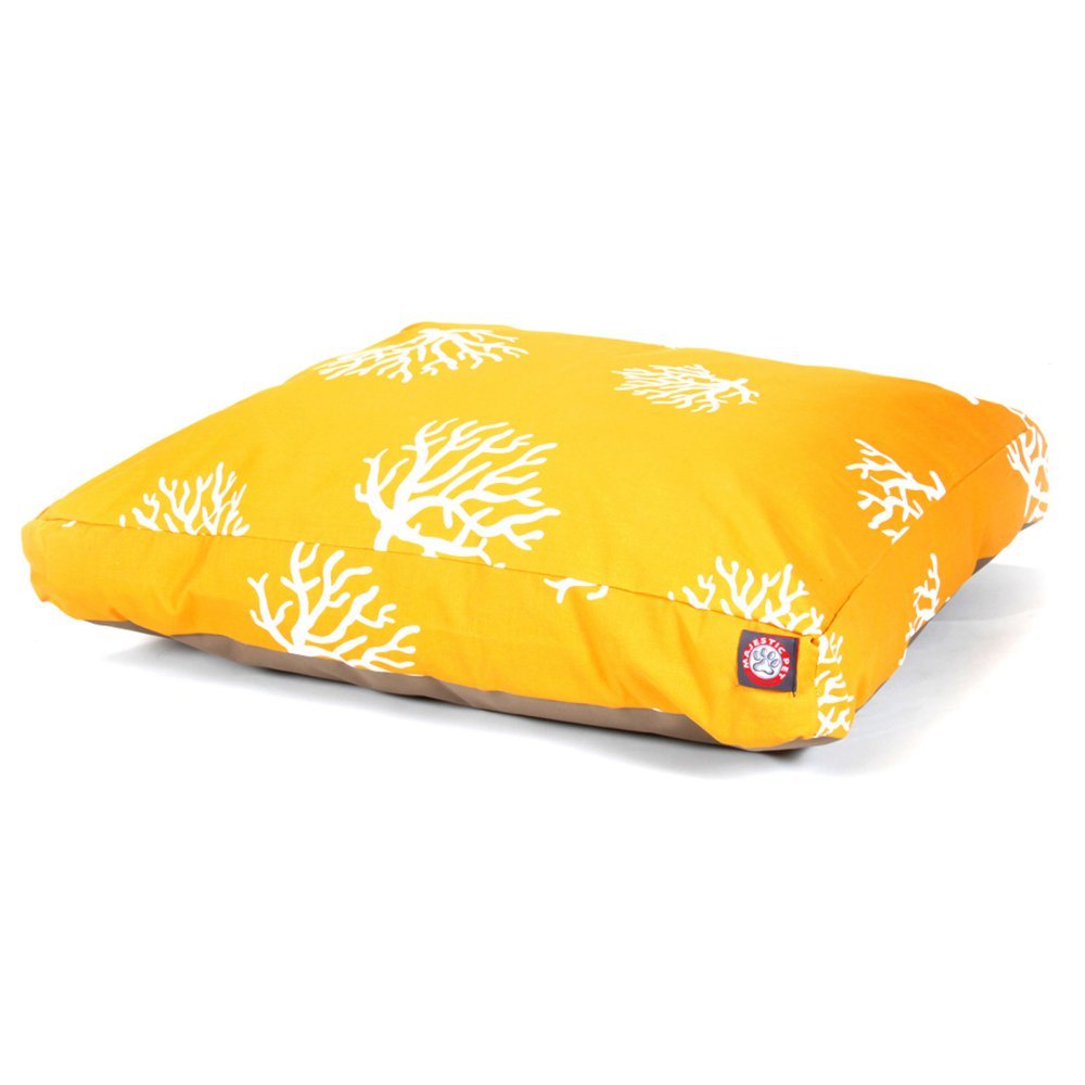 Yellow Coral Large Rectangle Indoor Outdoor Pet Dog Bed With Removable Washable Cover By Majestic Pet Products