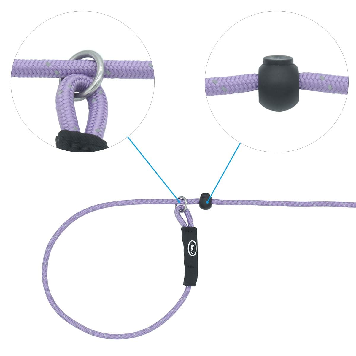 Hiado Slip Lead Dog Leash Reflective Soft With Stopper Loop Rope Training No Pull For Small Medium Dogs 6Ft Lavender