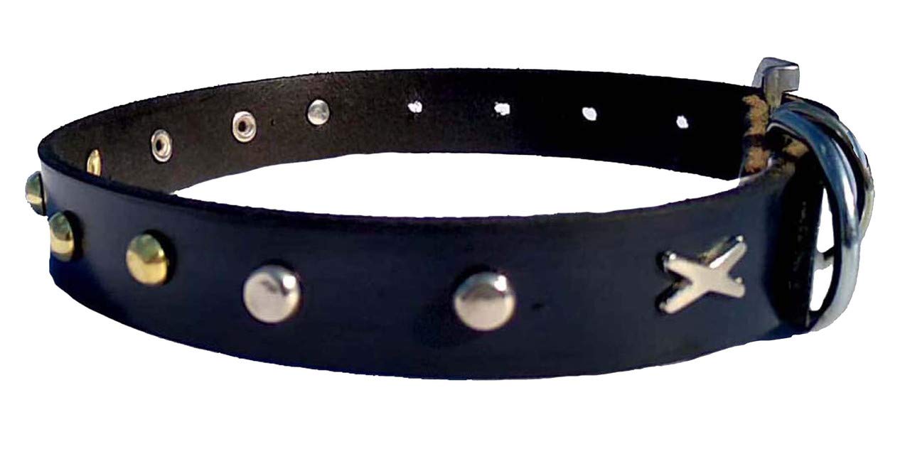 Petlia Dog Neck Collar Leather Belt For Dog Black Large