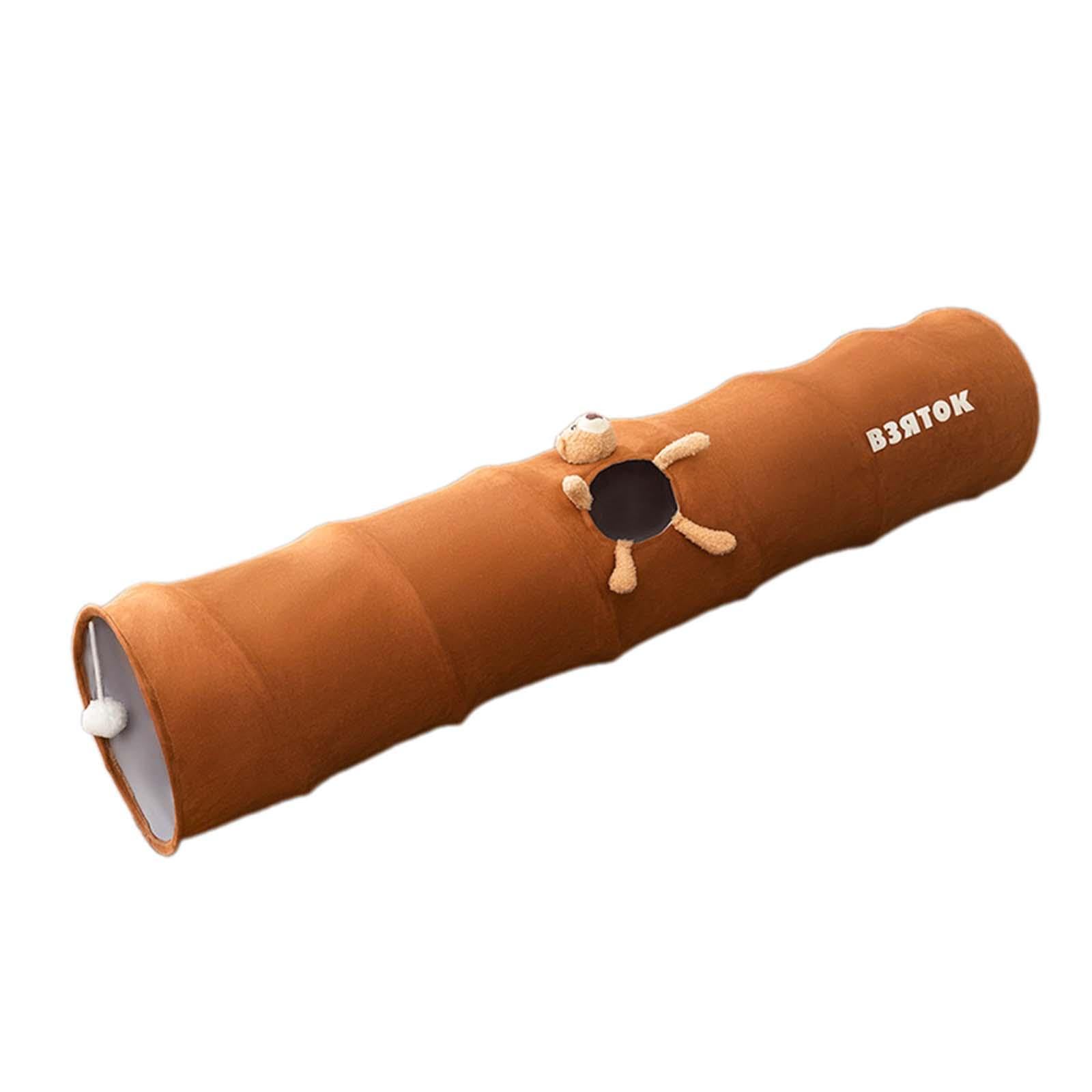 Myaddiction Cat Tunnel For Indoor Cats With Playing Ball For Small Animals Ferrets Bunny Brown