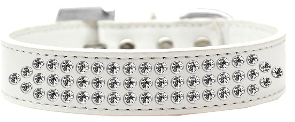 Dog, Puppy & Pet Fashion Collar, Three Row Clear Crystal Rimsets Lavender 14