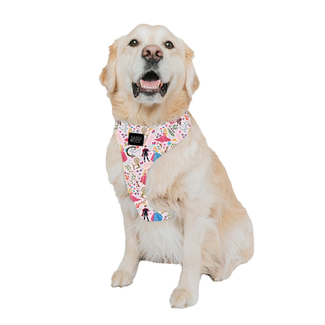 Sassy Woof Dog Adjustable Harness - Disney Princess Sleeping Beauty Aurora - Xl, Breathable Mesh, No Pull Design With Two D-Ring