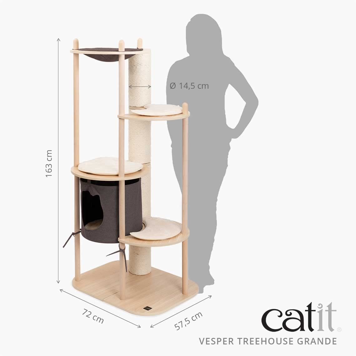 Catit Cat Tree Furniture, Large Vesper Treehouse, Engineered Wood, Oak, Model 52117