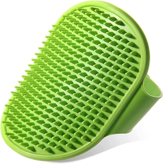 Episkey Dog Grooming Brush, Pet Shampoo Bath Brush Soothing Massage Rubber Comb With Adjustable Ring Handle For Long Short Haire