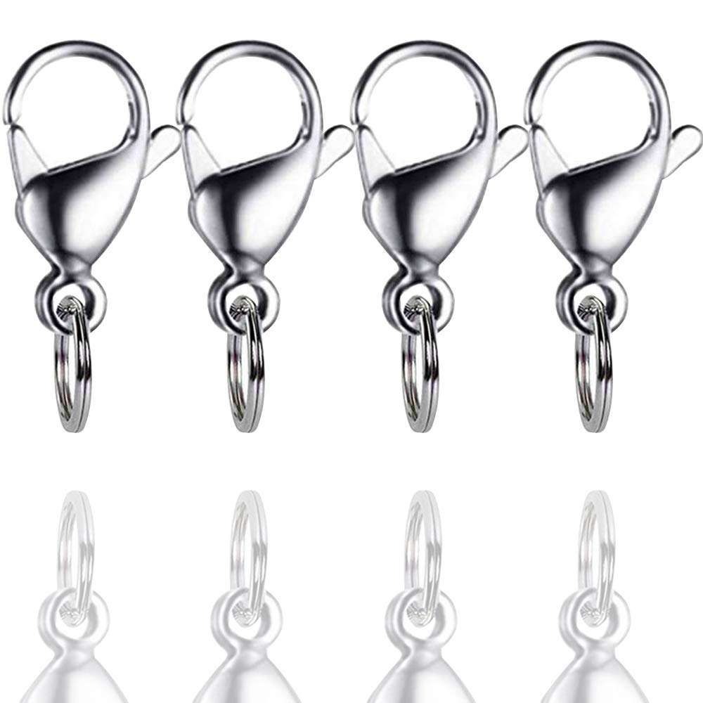 Ivia Dog Tag Clips / 316 Stainless Steel Lobster Buckle With Rings For Cat& Dog Collars And Necklace(4 Pack Silver)