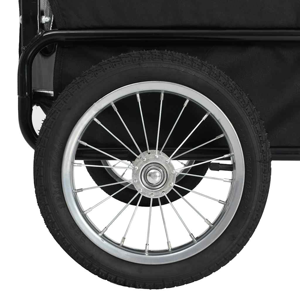 vidaXL 2-in-1 Pet Bike Trailer and Jogging Stroller, Versatile with Quick Conversion, Sturdy Steel Frame, Water-Resistant Oxford Fabric, Mesh Windows, Red and Black