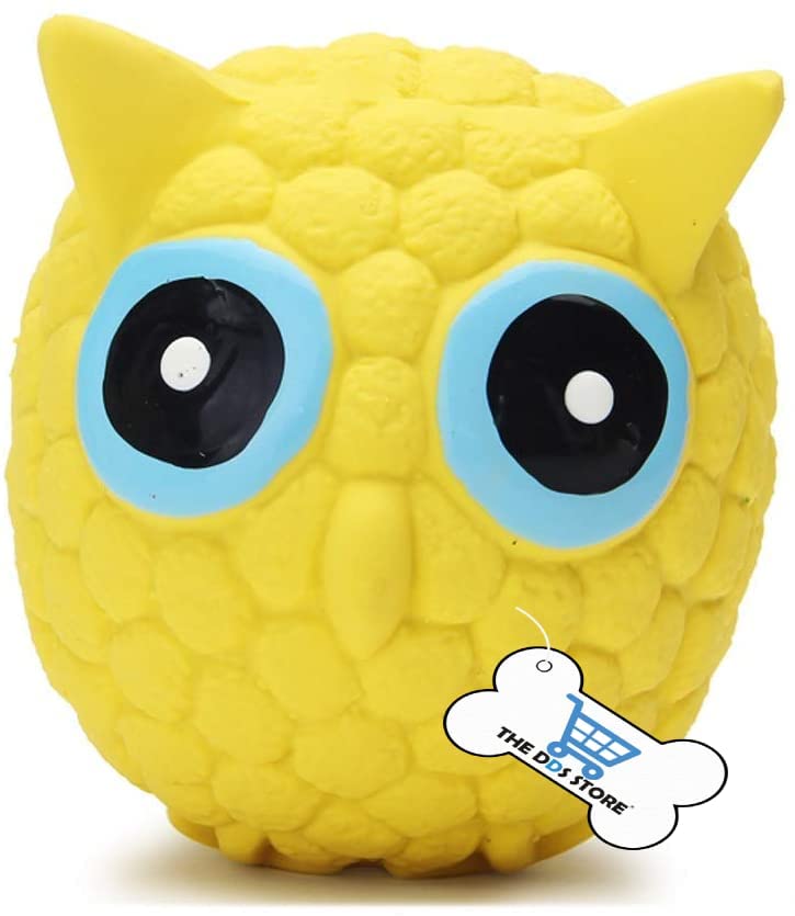 THE DDS STORE Dog Squeaky Toy Latex Puppy Play Owl Ball Dog Toy, Interactive Toy for Playing & Training (Large)