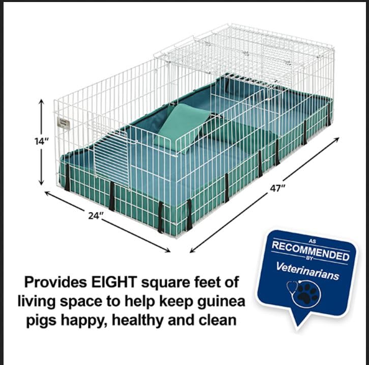 Midwest Homes For Pets Guinea Habitat Plus Guinea Pig Cage By Midwest W/ Top Panel, 47L X 24W X 14H Inches