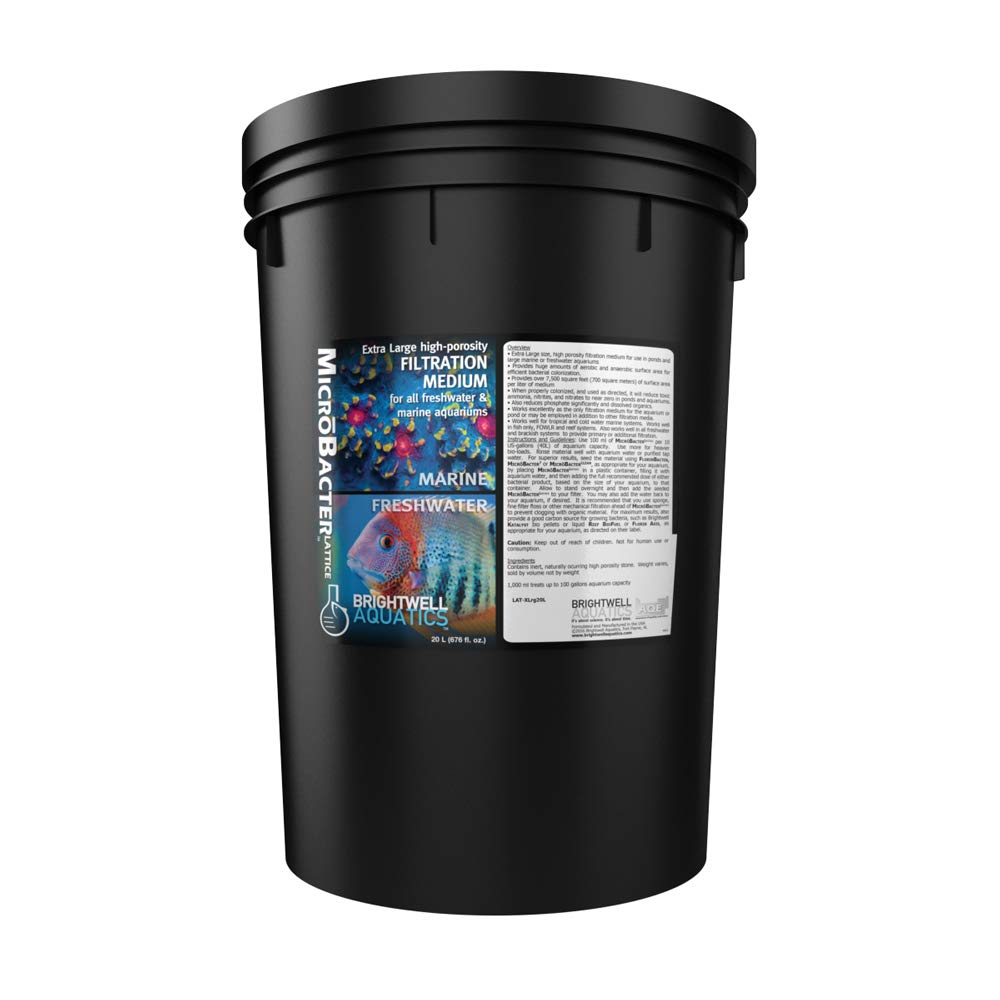 Brightwell Aquatics 'Microbacter Lattice-Xl', Extra Large Sized, High-Porosity Natural Filtration Media For Aquariums, 20 Lite