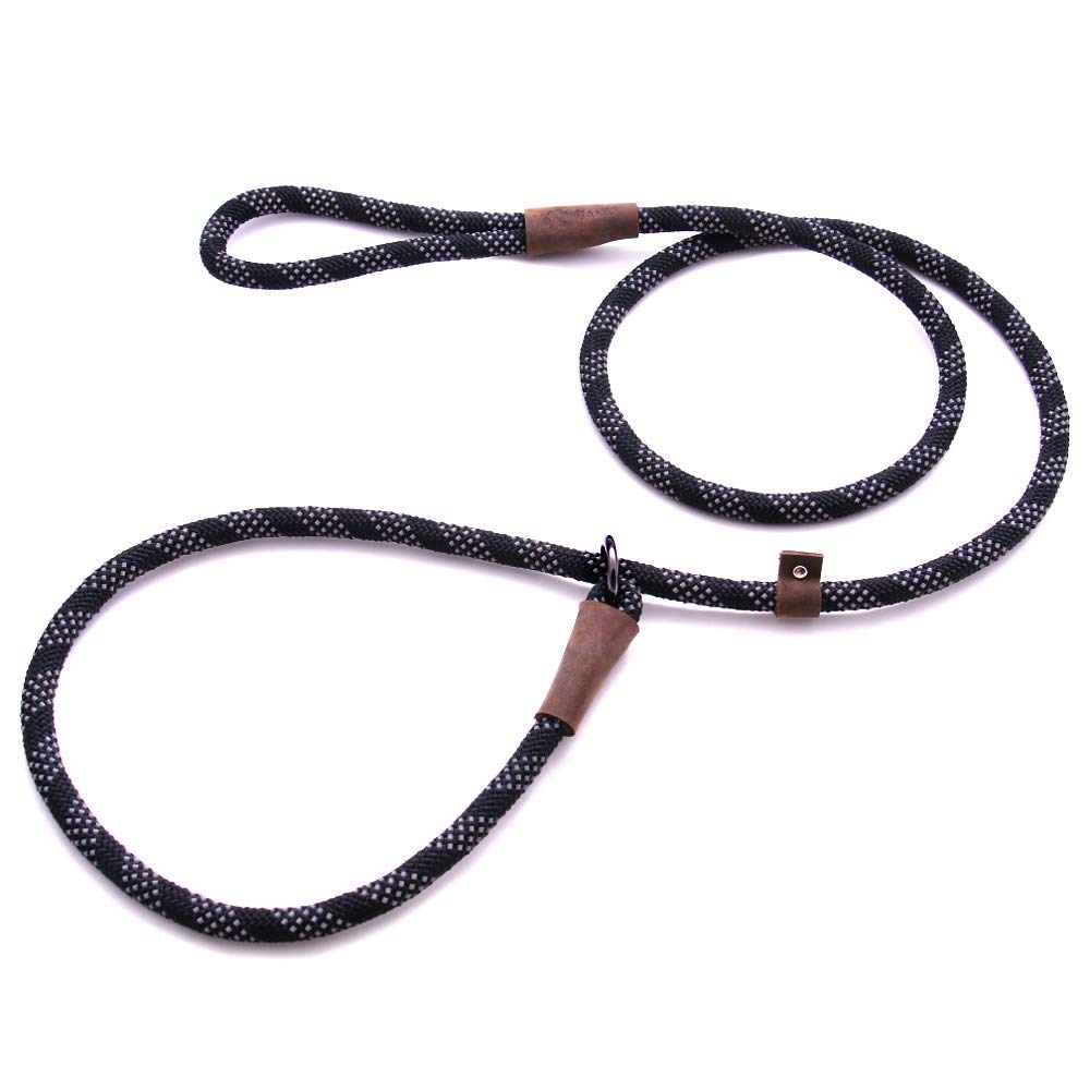 Max and Neo Rope Slip Lead Reflective 5 Foot - We Donate a Leash to a Dog Rescue for Every Leash Sold (Black, 5FT X 1/2)