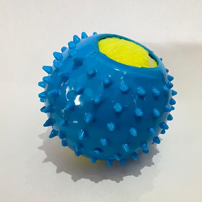 Psk Pet Mart Dog Ball Toy For Aggressive Chewers,7Cm Indestructible Durable Big Dogs Chew Spiky Ball, Floatable Rubber Pet Toys 