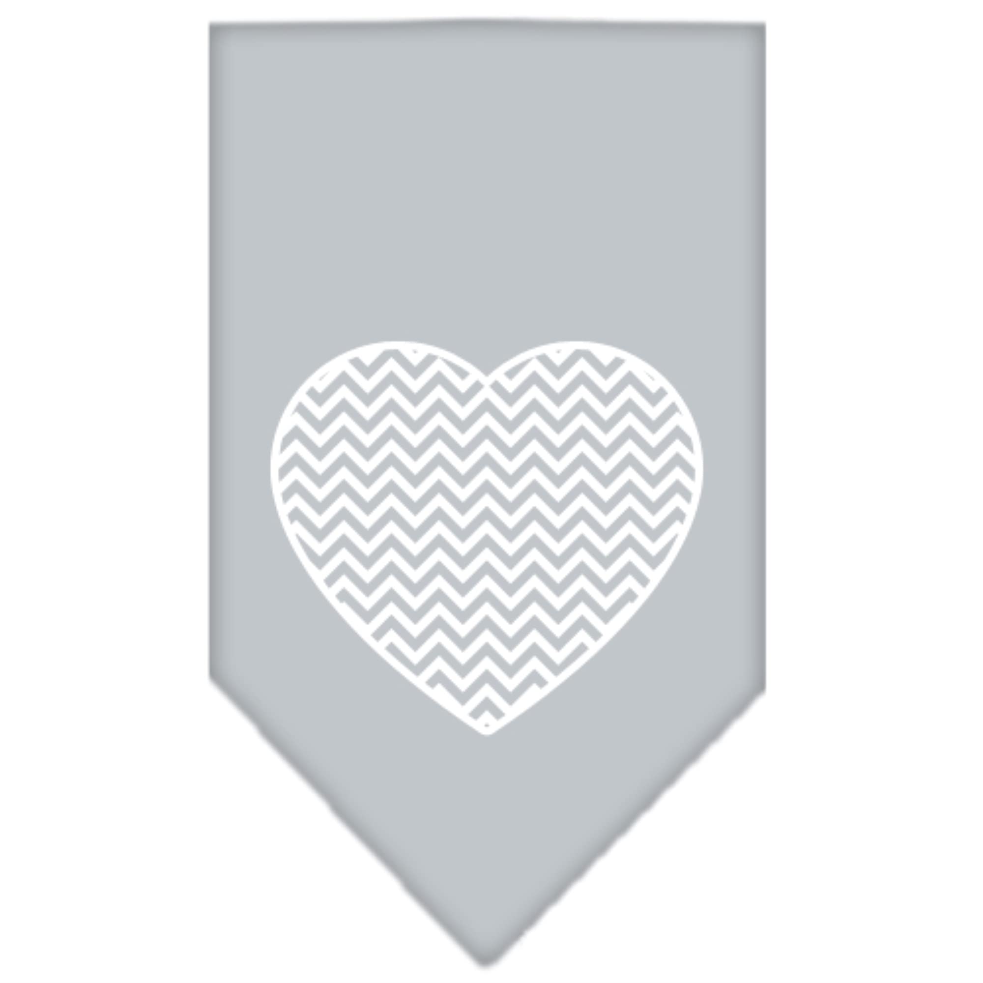 Pet and Dog Bandana Screen Printed, "Chevron Heart" Grey Small