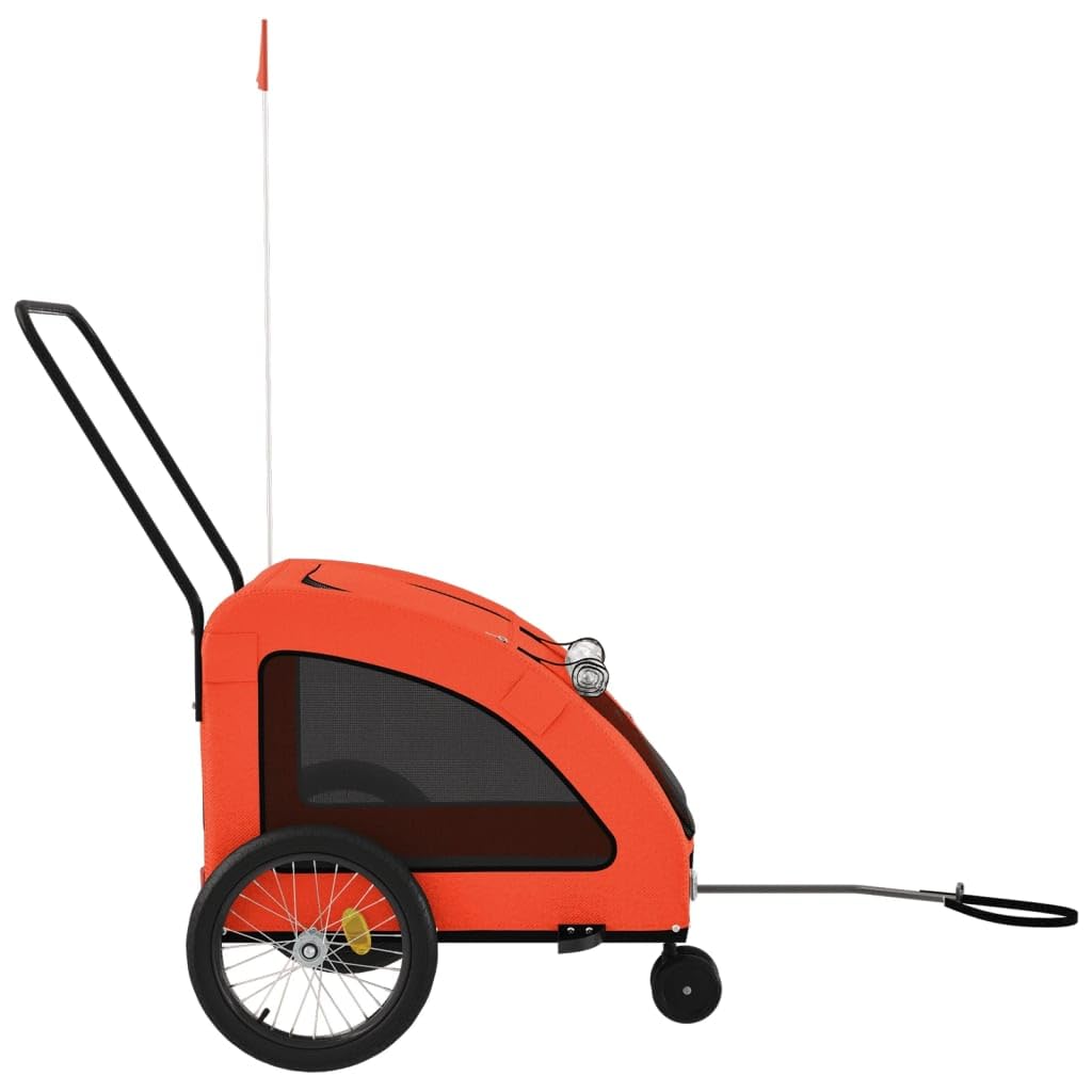 vidaXL Pet Bike Trailer - Sturdy Iron Frame, Comfortable Oxford Fabric, 53.9" L Cargo Area, Orange - Model 93984
