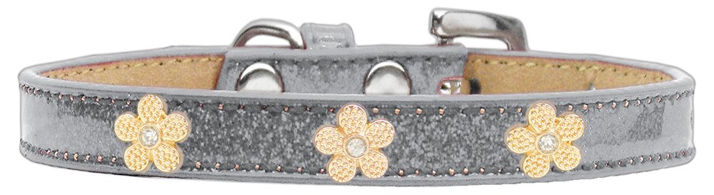 Mirage Pet Products Gold Flower Widget Dog Collar Silver, Ice Cream, Size 20