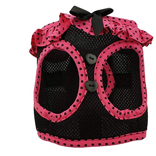 Doggie Design No Choke Dog Harness - Simple Step-In And Go Dog Vest For Small, Medium, And Large Breeds - Breathable Mesh Polyester Pet Harness - Hot Pink And Black Polka Dot - Xs