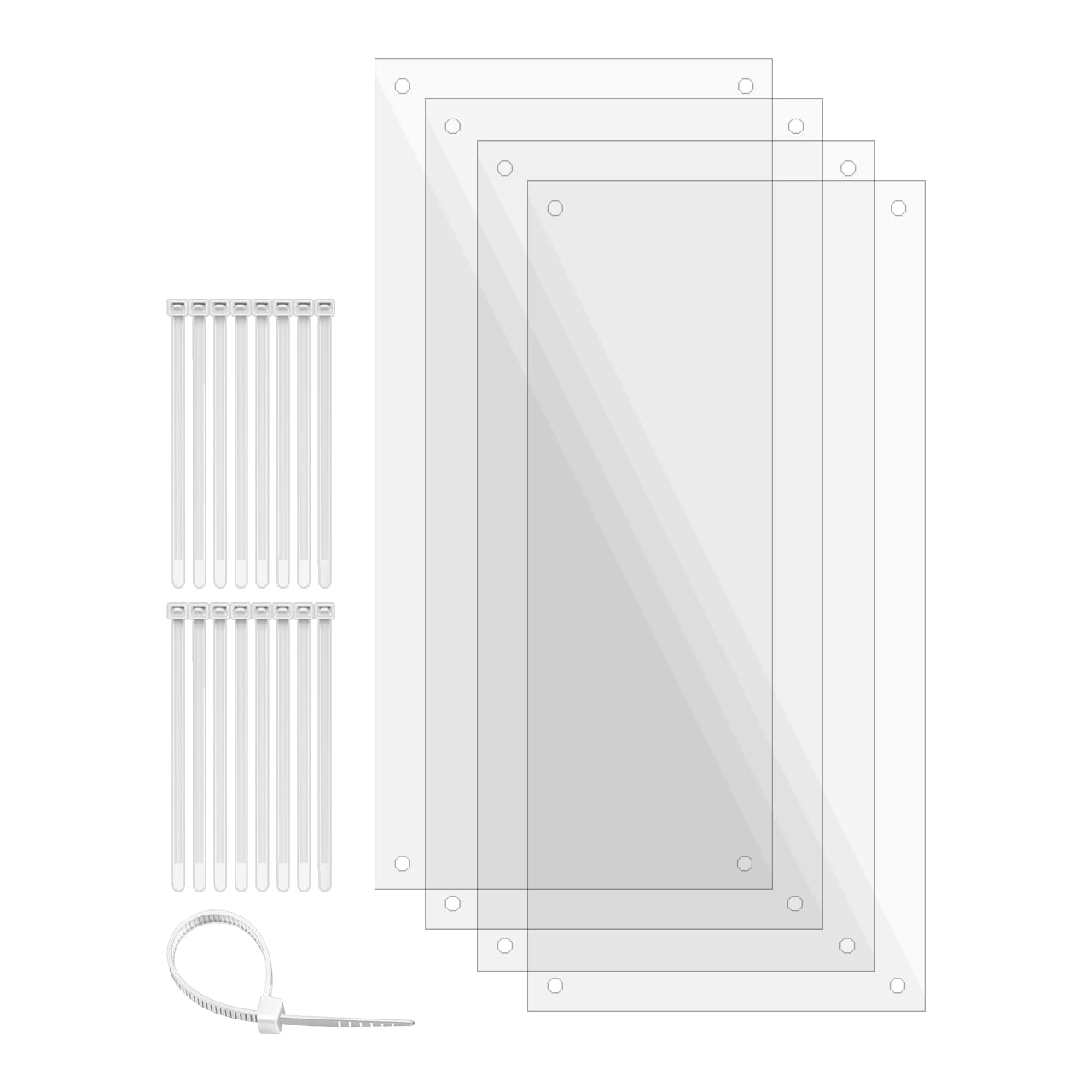 4 Pack Pet Cage Liner with Zip Ties Pet Rabbit Habitat Guinea Pig Cage 11.5  x 5.5  Flexible Plastic Side Protection Urine Guard