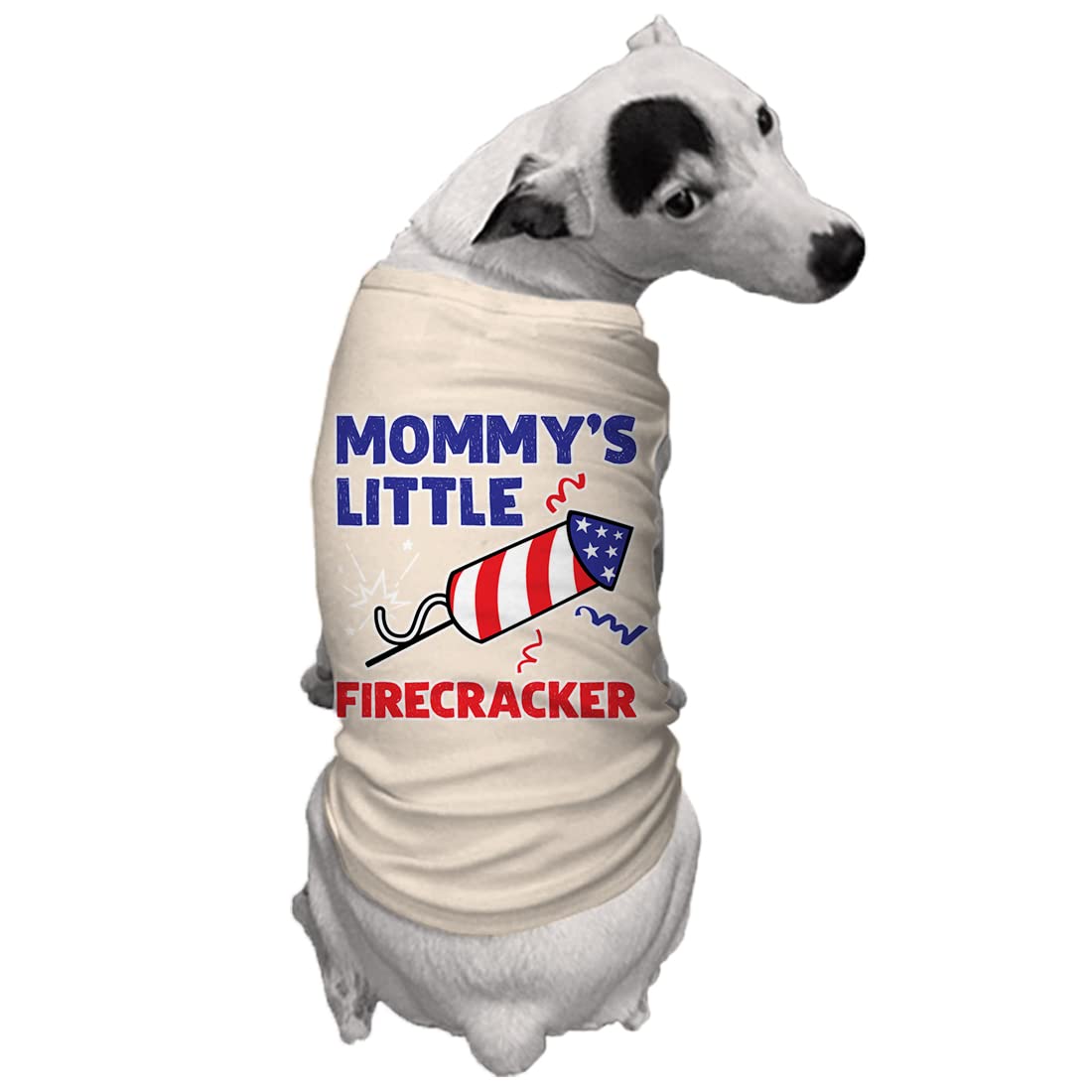 Mommy'S Little Firecracker - Usa Independence Day 4Th Of July Dog Shirt (Natural, X-Small)