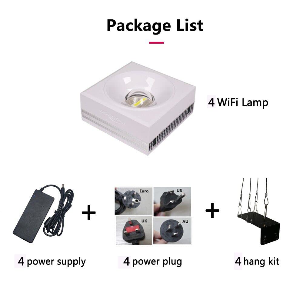 Popbloom Rl90 Led Aquarium Light 400W, Smart App Control Reef Light For Saltwater Coral Reef Growing Marine Aquarium Lamp For Reef Coral Sps/Lps Growth Fish Tank Light (4 Lamps With Hang Kit)