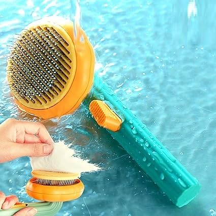 Shopping Mart SelfCleaning Dog Comb, NonSlip Handle Dog Grooming Comb, Detangling & Deshedding Grooming Tool, Durable & EasyT