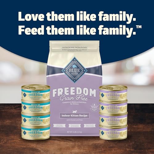 Blue Buffalo Freedom Grain-Free Indoor Dry Kitten Food with DHA, Complete & Balanced Nutrition for Kittens, Chicken Recipe, 5-lb