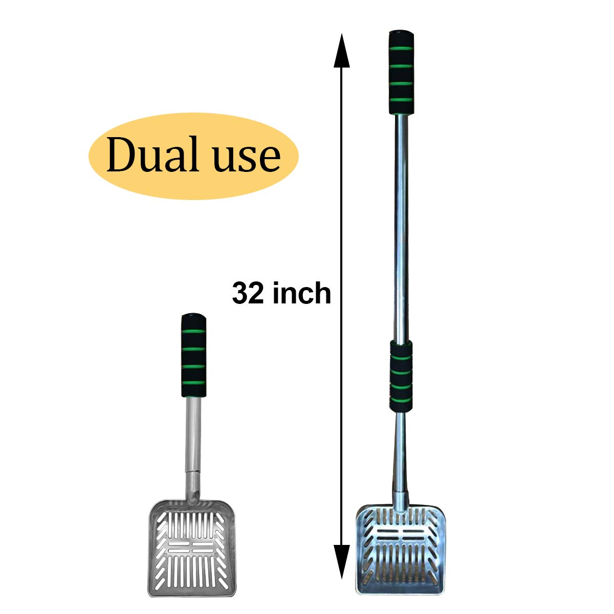 32 inch Cat Litter Scooper Metal Cat Litter Scoop Long Handle Cat Scoop Litter Box Scooper Non-Stick Aluminum Deep Shovel Litter