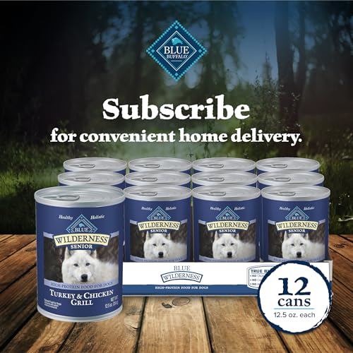 Blue Buffalo Wilderness Natural High Protein Wet Food for Senior Dogs, Turkey & Chicken, 12.5-oz Cans, 12-Count