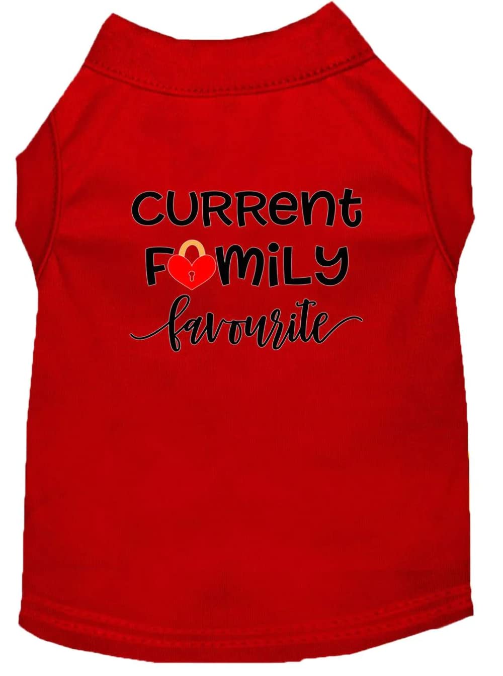 Pet Dog & Cat Shirt Screen Printed, "Current Family Favorite" Red 2XL (20-25 lbs.)