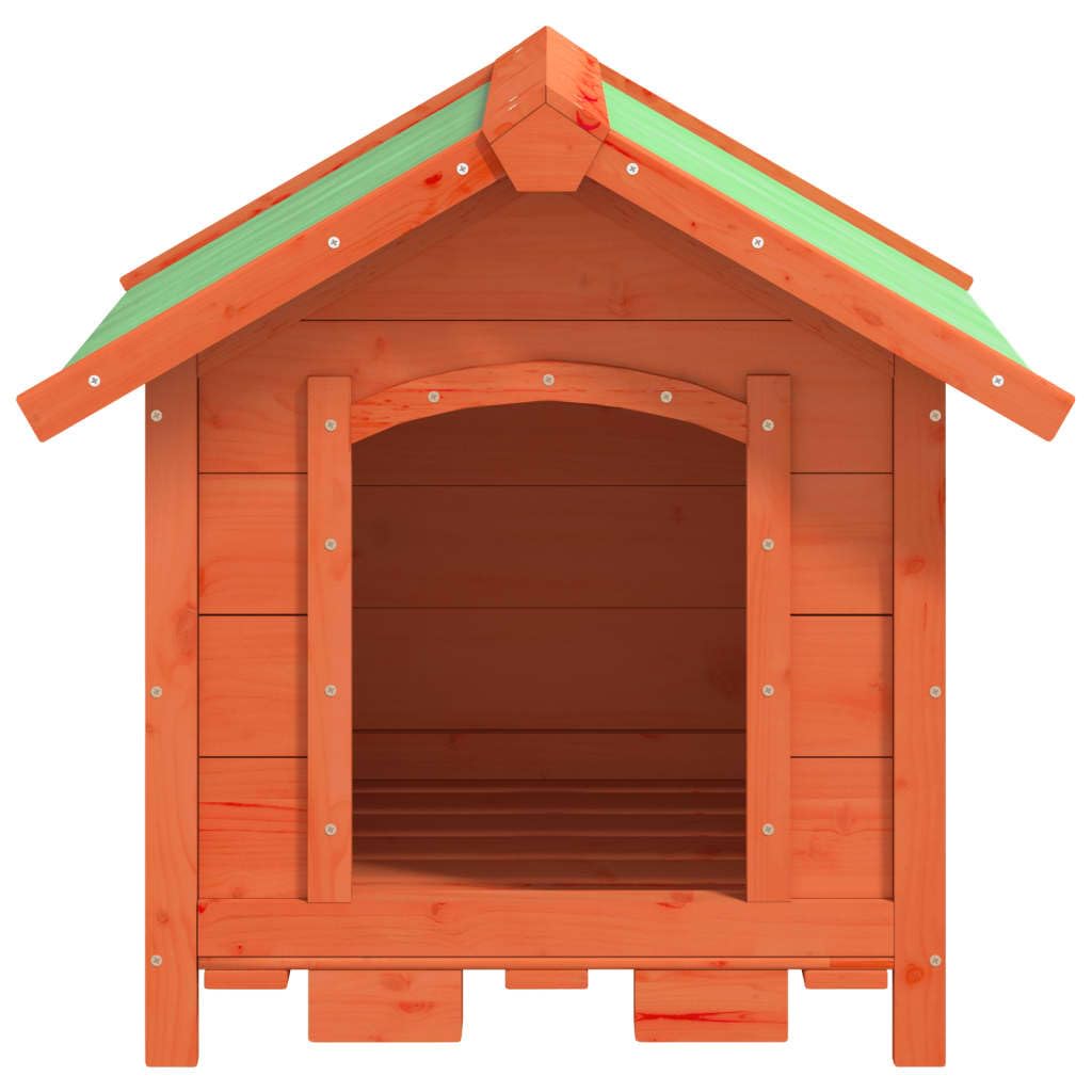 vidaXL Dog Kennel Outdoor Pet House Cage with Water-Resistant Roof, Solid Pine Wood, 25.6"x25.6"x24.2", Brown/Green