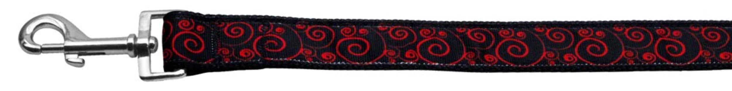Pet Dog and Cat Nylon Collar or Leash, "Red & Black Swirly" 3/8" w x 6 ft. leash