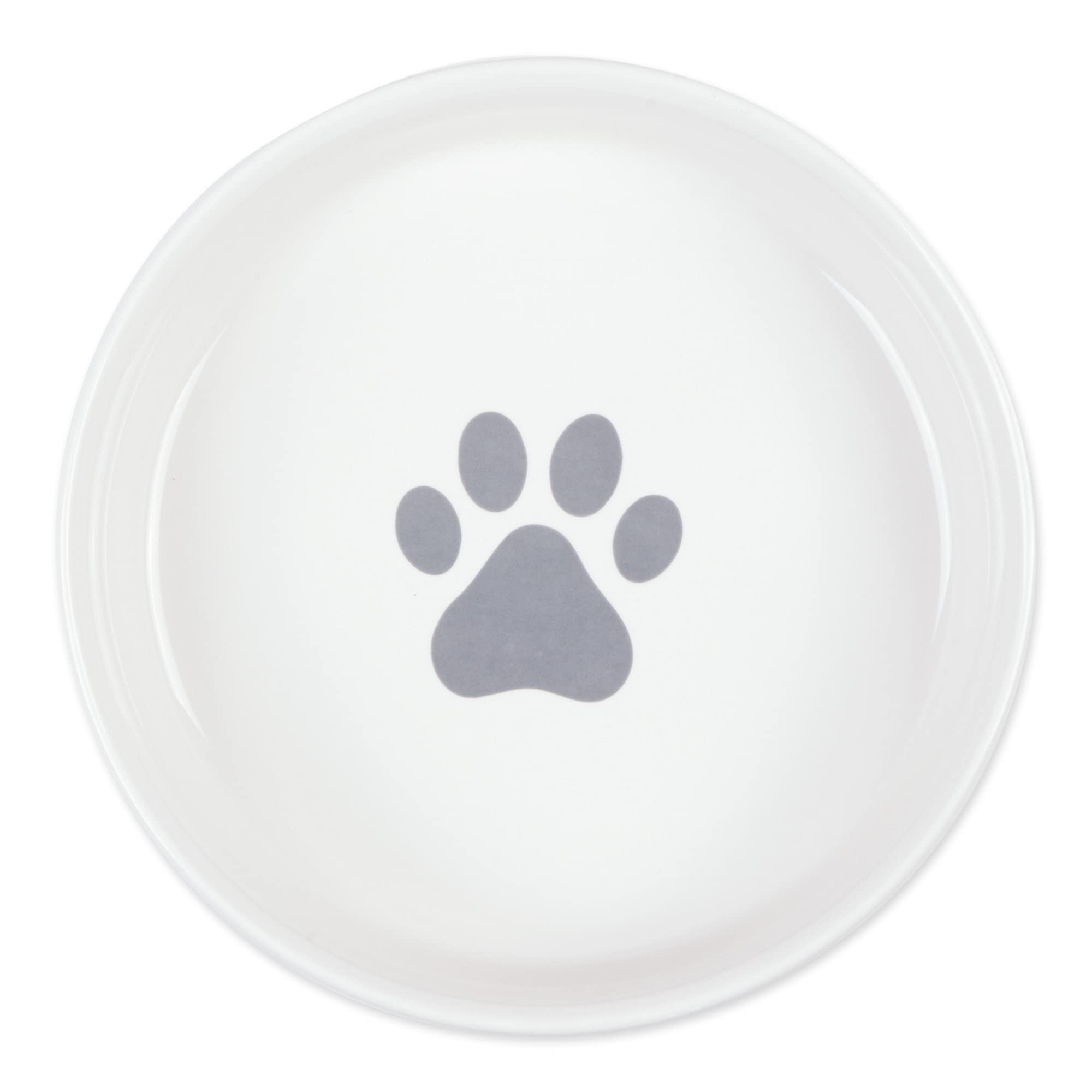 Bone Dry Ceramic Cat Bowls, Microwave & Dishwasher Safe, Large Set, 7.5x2.4, Gray, 2 Count