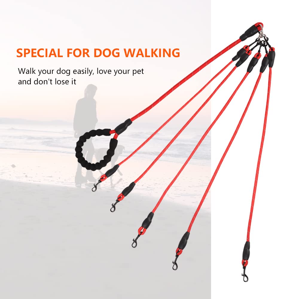 Five Dog Leash,Comfortable 5 Dog Leash With Reflective,360 Swivel No Tangle Five Dog Training Leash,For Large Medium Small Dogs