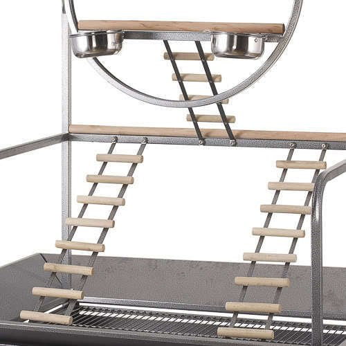 Extra Large O Wrought Iron Stand For Medium Or Large Parrot Amazon Cockatoos Macaws Play Gym Ground Seed Skirts(Black Vein)