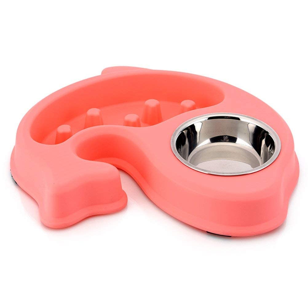 Pups&Pets Dog Feeder, Pet Dog Cat Anti Choke Food Water Bowl Large& Small Animal Food Slow Feeder Fish Shape Design(MultiColor
