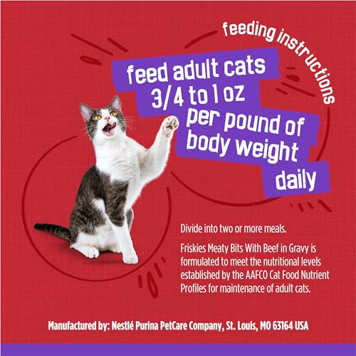 Purina Friskies Wet Cat Food, Meaty Bits With Beef in Gravy - (Pack of 24) 5.5 oz. Cans