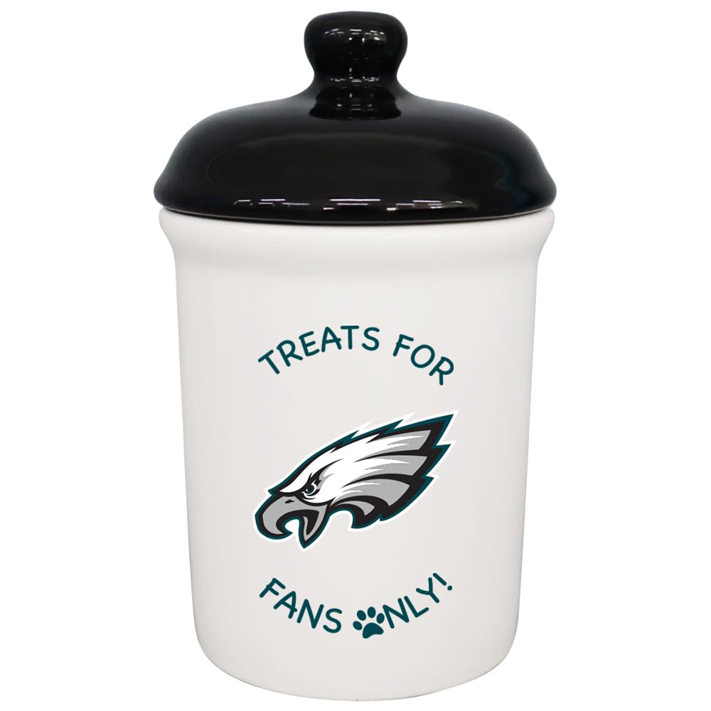 The Memory Company | Licensed NFL Treats for Team Fans Only Ceramic Pet Treat Canister,Philadelphia Eagles