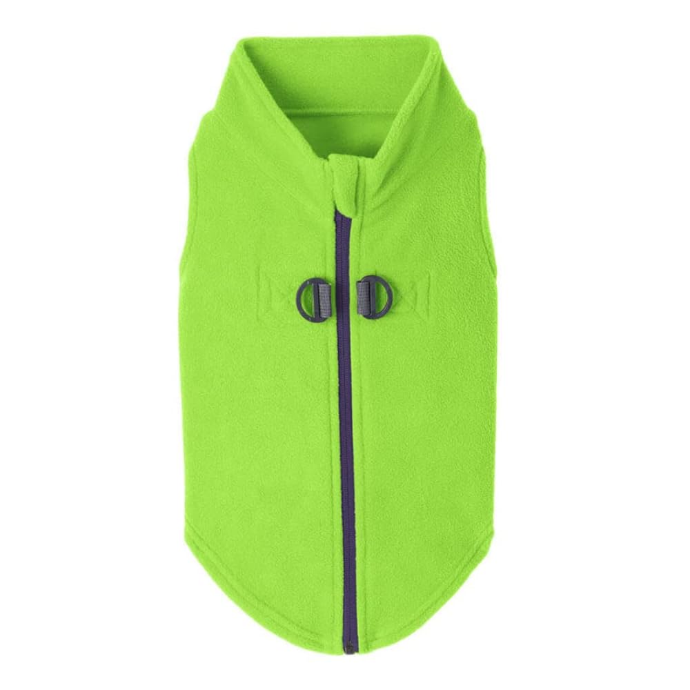 Gooby Zip Up Fleece Dog Sweater, Large, Lime - Warm Polyester Pullover Jacket for Small to Medium Dogs, Model 72116-LIM-L