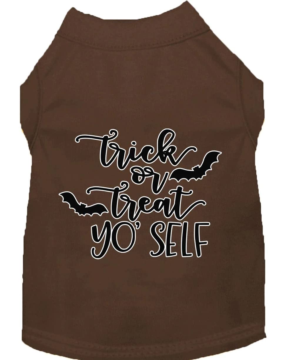 Halloween Pet Dog & Cat Shirt Screen Printed, "Trick Or Treat Yo' Self" Emerald Green XS (0-3 lbs.)