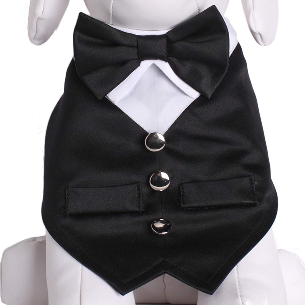 Tail Trends Formal Dog Tuxedo Vest Dog Wedding Bandana With Bow Tie For Special Occasions