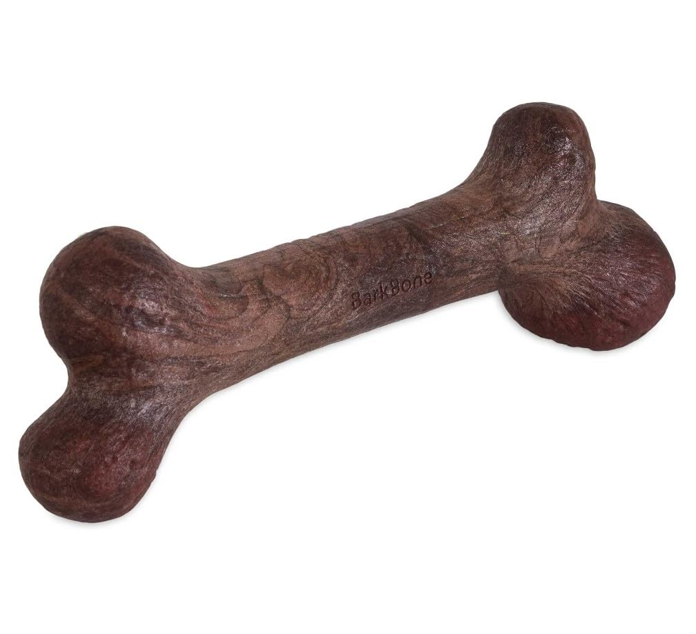 Pet Qwerks Dinosaur BarkBone - Nylon Dog Bone for Aggressive Chewers - Steak Flavor - 6.5