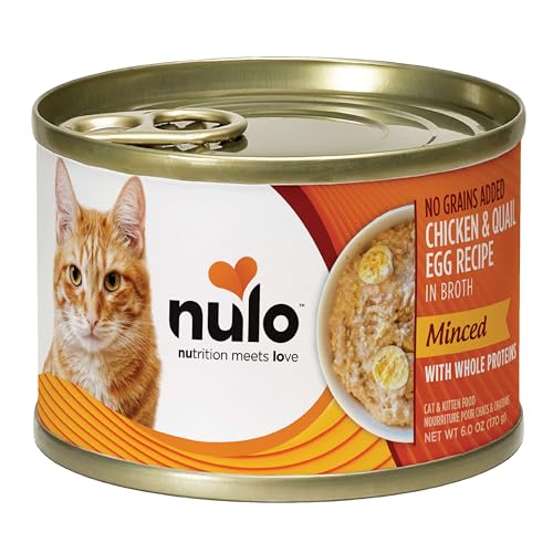 Nulo Minced with Whole Proteins Wet Canned Cat Food, Chicken and Quail Egg in Broth, 6.0 Ounce, 8 Cans