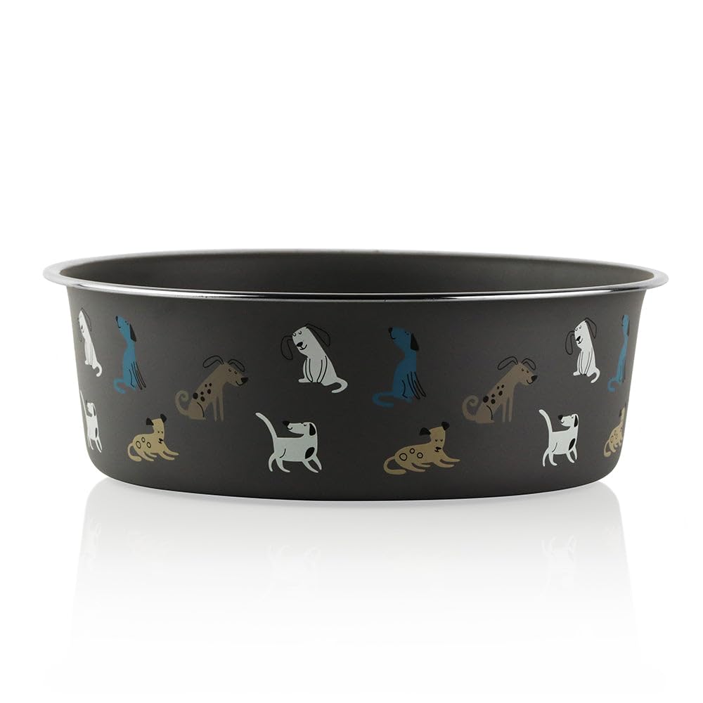 Pawpourri AntiSkid Stainless Steel Food Feeding Cartoon Dog Print Bowl For Dogs, Puppies, Cats | Stainless Steel, AntiSkid | E