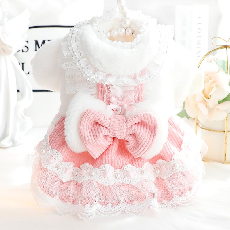 Aza Dog Princess Dresses For Small Dogs Lolita Clothes Lace Costume Bow Pet Girl Cute Coat Outfits Sunmmer Costumes (Xl,Blue)