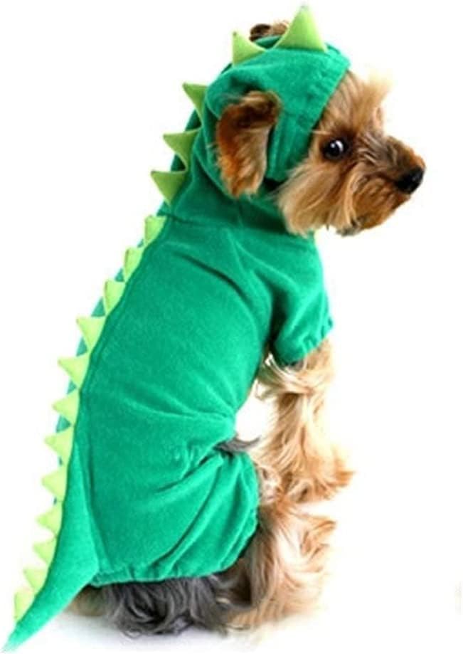 Hotumn Dinosaur Dog Halloween Costume Pet Dino Hoodie For Small Dogs (Large, Green)