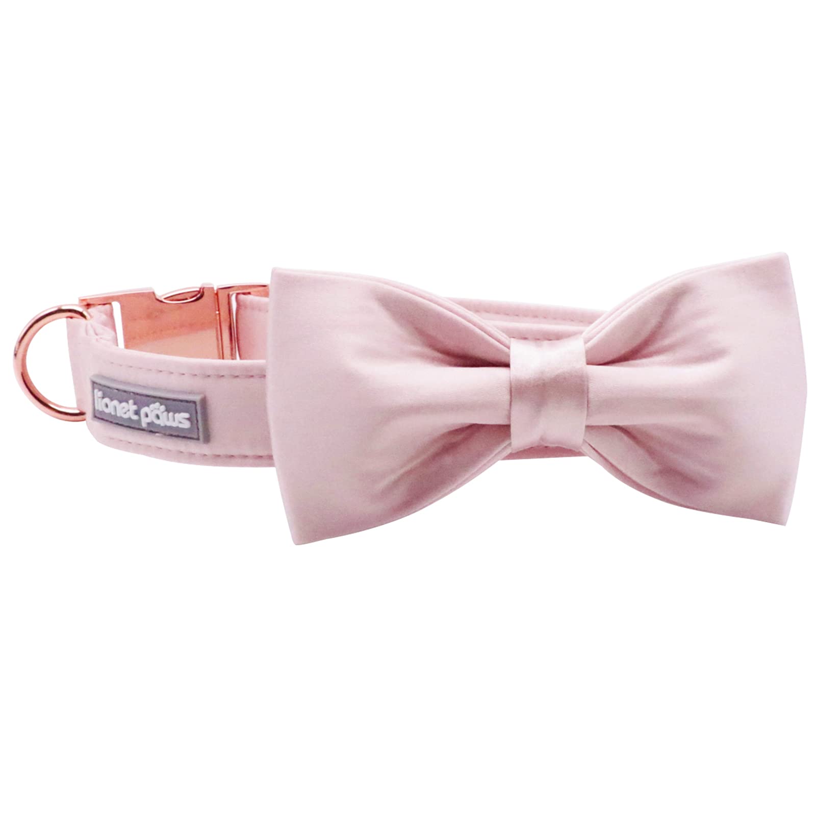 Lionet Paws Bowtie Dog Collar - Comfortable Silk Girl Dog Collar With Detachable Bow Tie For Xlarge Dogs, Neck 16-26 Inches