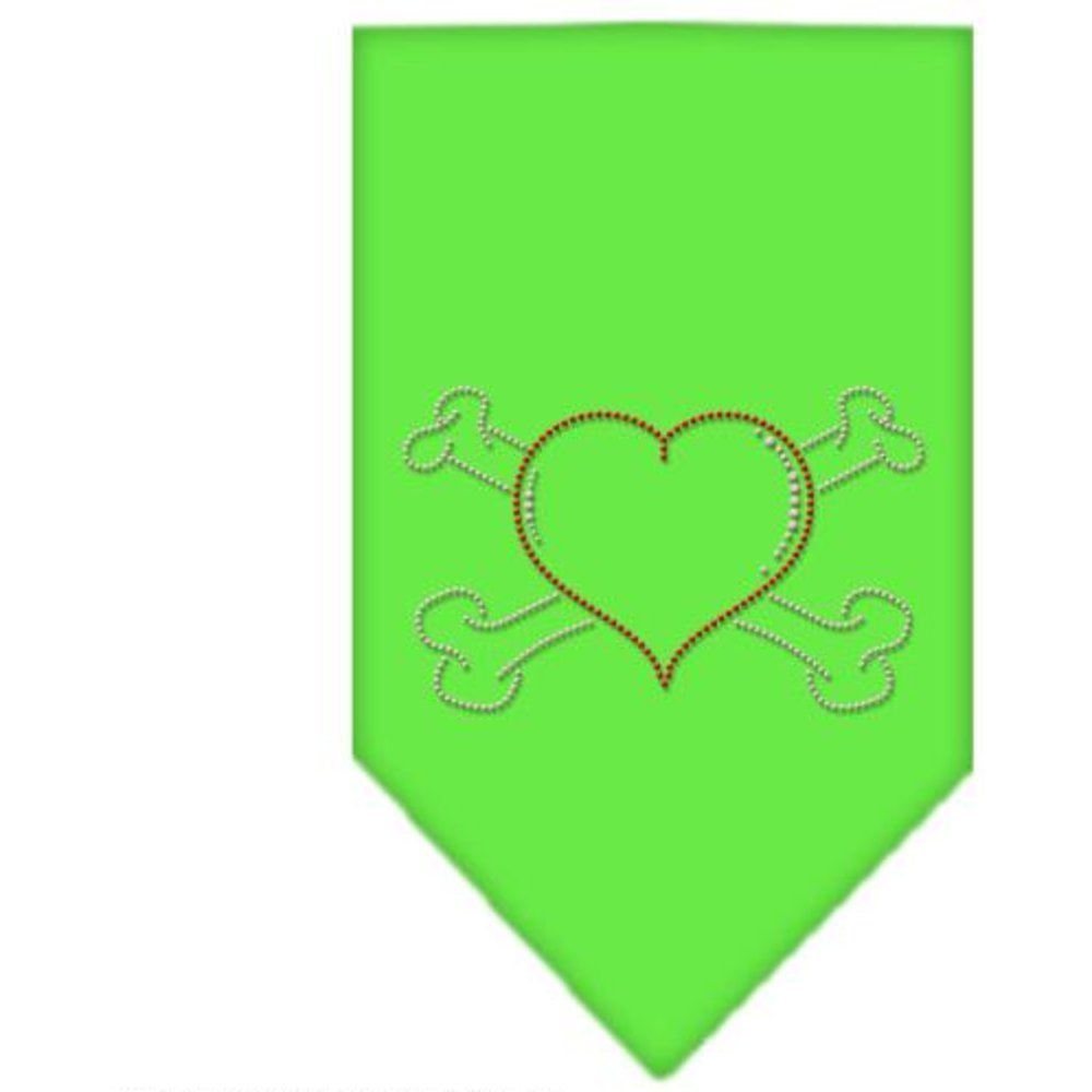 Mirage Pet Products Heart Cross Bone Rhinestone Bandana, Small, Lime Green